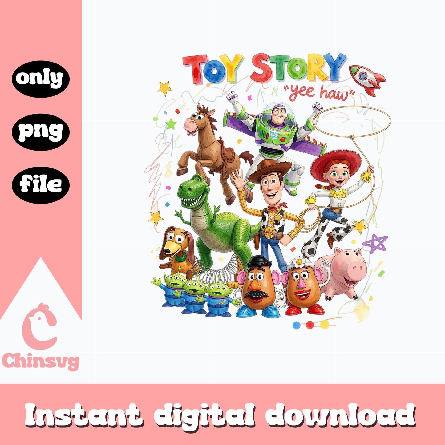 Toy Story Characters Yee Haw PNG, Woody Buzz PNG, Disney PNG
