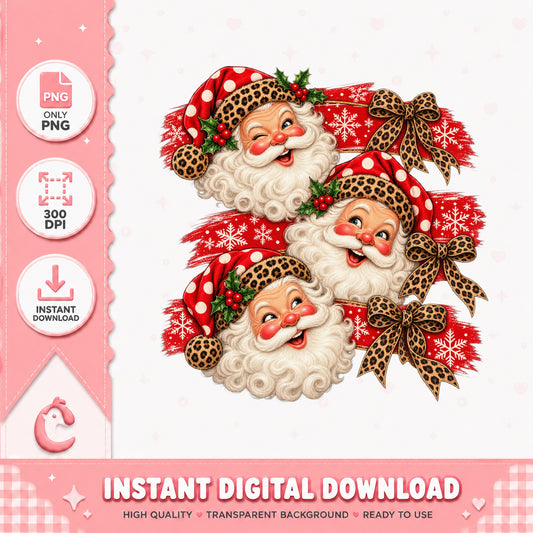 Leopard Print Santa Claus PNG, Christmas Santa Clipart, PNG