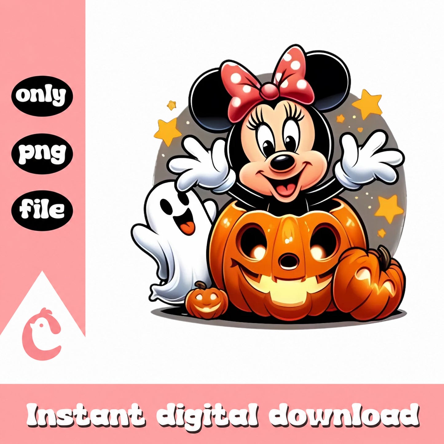 Minnie Mouse Halloween PNG, Disney Halloween PNG, Pumpkin Ghost PNG