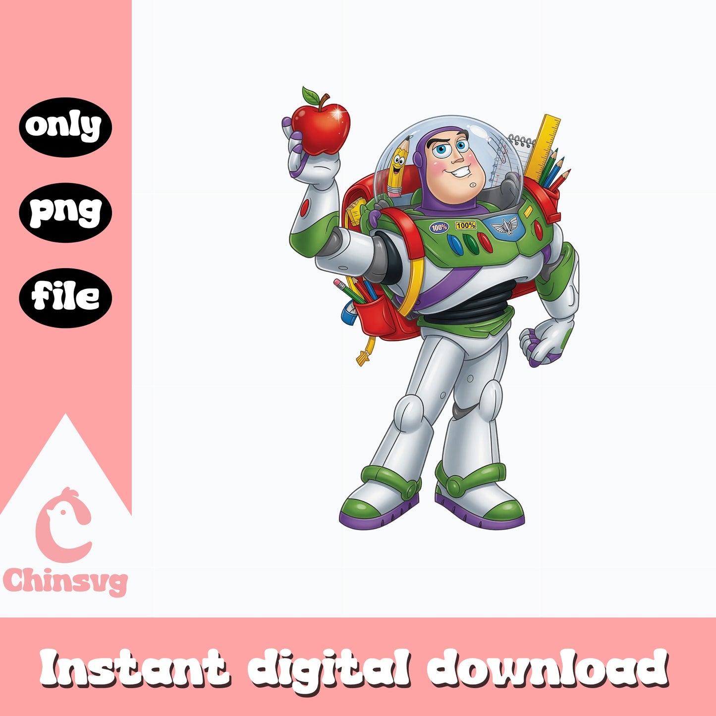 Buzz Lightyear Back To School PNG, Toy Story PNG, Disney PNG