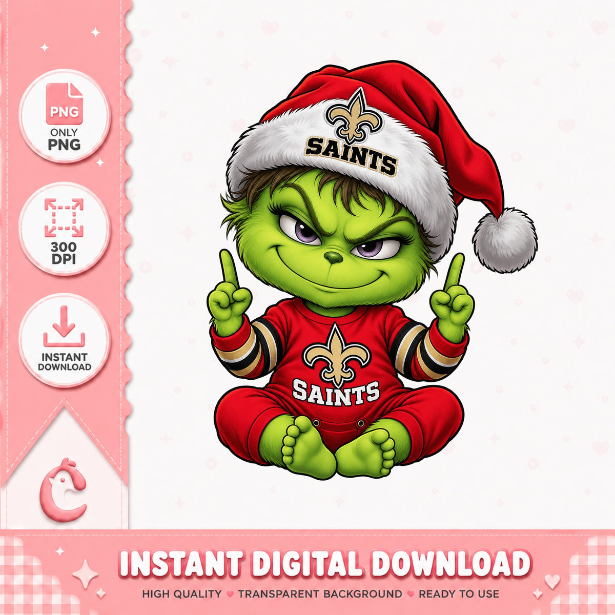 Grinch New Orleans Saints PNG, Christmas Football PNG, Saints PNG