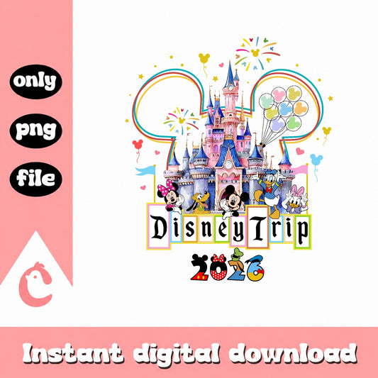 Disney Trip 2026 PNG, Mickey And Friends Castle PNG, Disney PNG