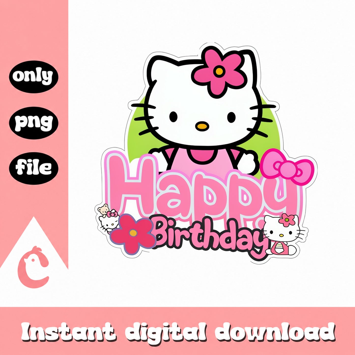Hello Kitty Happy Birthday PNG, Sanrio Birthday Clipart, PNG File