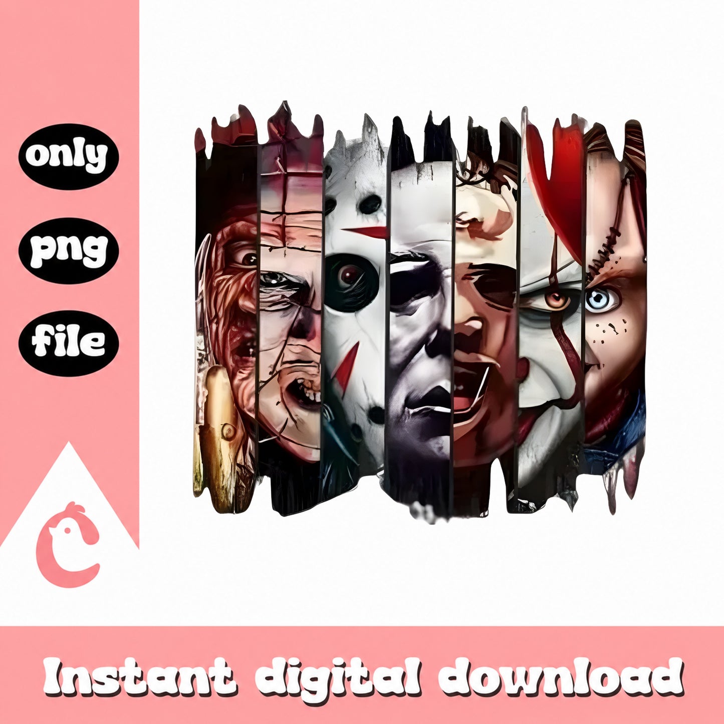 Horror Movie Characters PNG Bundle, Halloween Clipart, PNG File