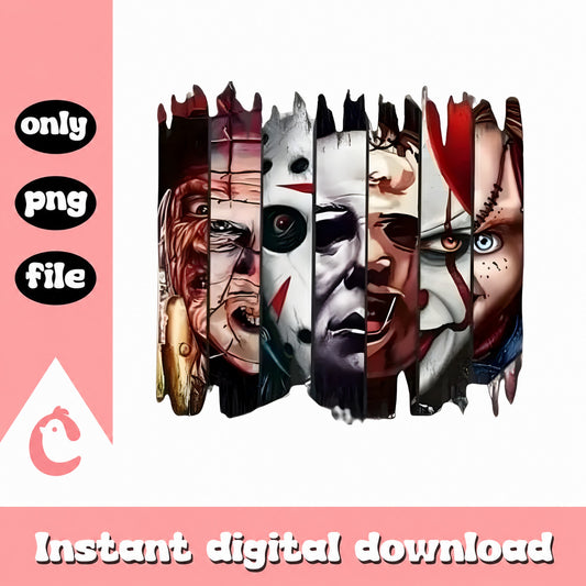 Horror Movie Characters PNG Bundle, Halloween Clipart, PNG File