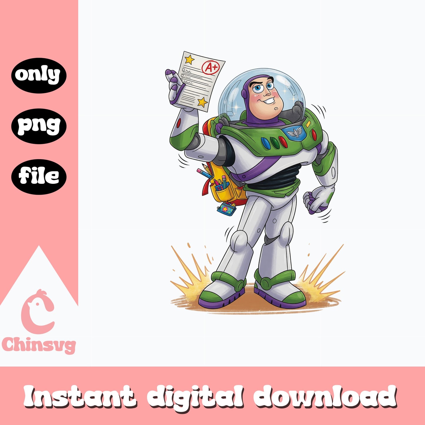 Buzz Lightyear Back To School PNG, Toy Story PNG, Disney PNG