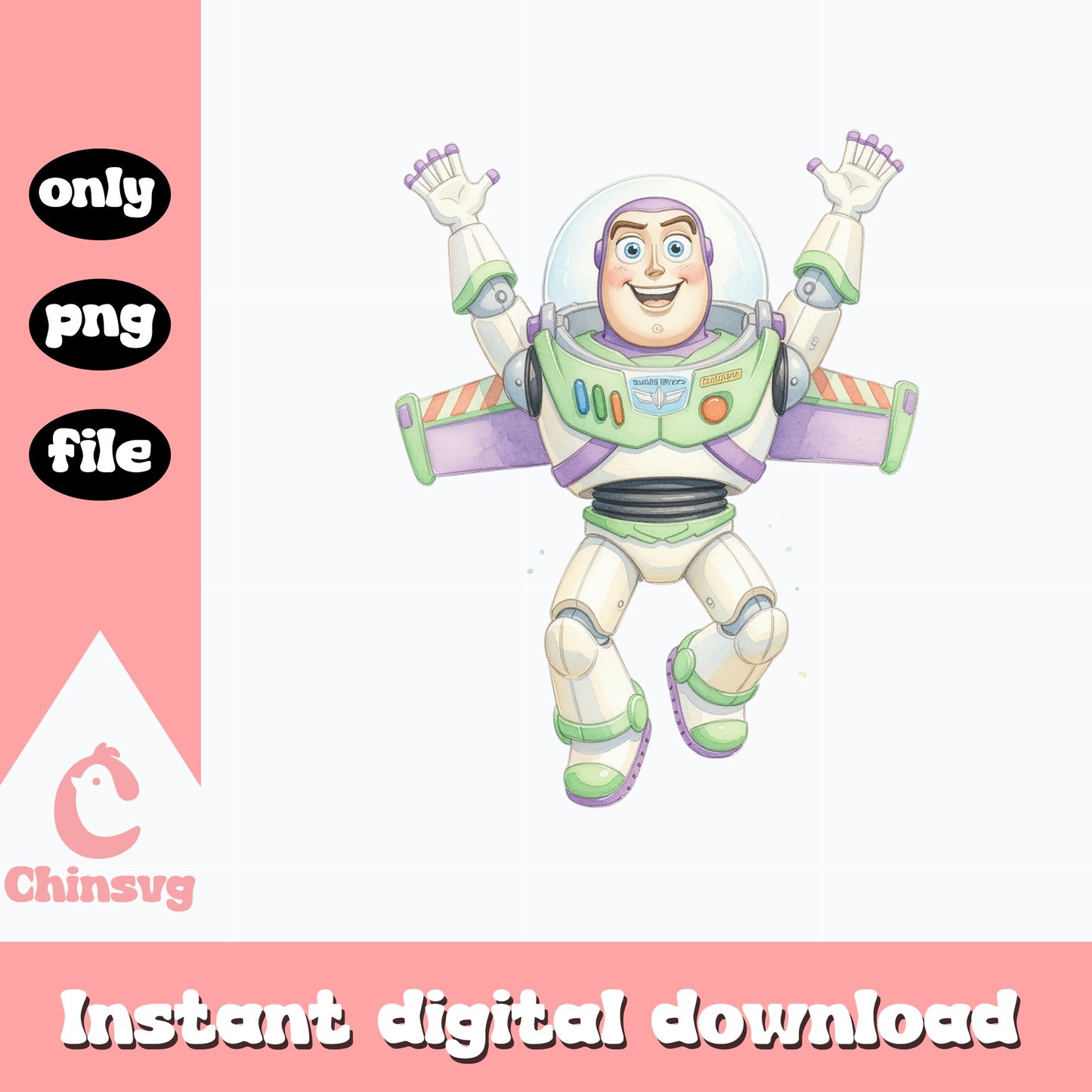 Buzz Lightyear Watercolor PNG, Toy Story PNG, Disney PNG