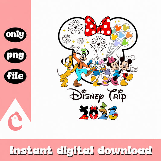 Disney Trip 2026 PNG, Mickey And Friends Vacation PNG, Disney PNG
