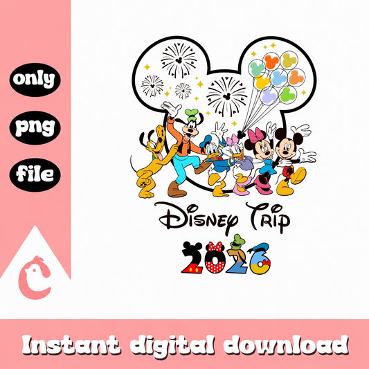 Disney Trip 2026 PNG, Mickey And Friends PNG, Disney Family PNG