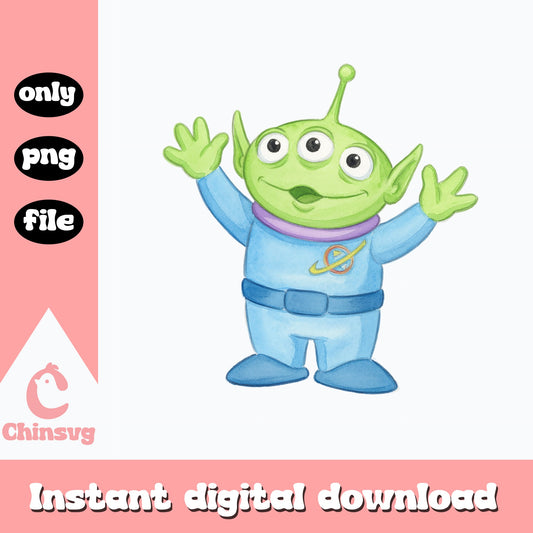 Toy Story Alien Watercolor PNG, Little Green Men PNG, Disney Pixar PNG