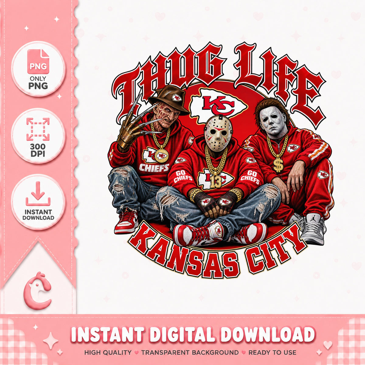 Kansas City Chiefs Thug Life PNG, Horror Characters, NFL PNG