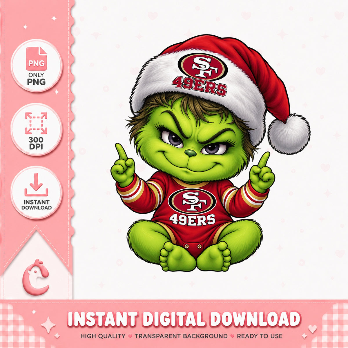 Grinch 49ers Christmas PNG, San Francisco 49ers, NFL Holiday PNG
