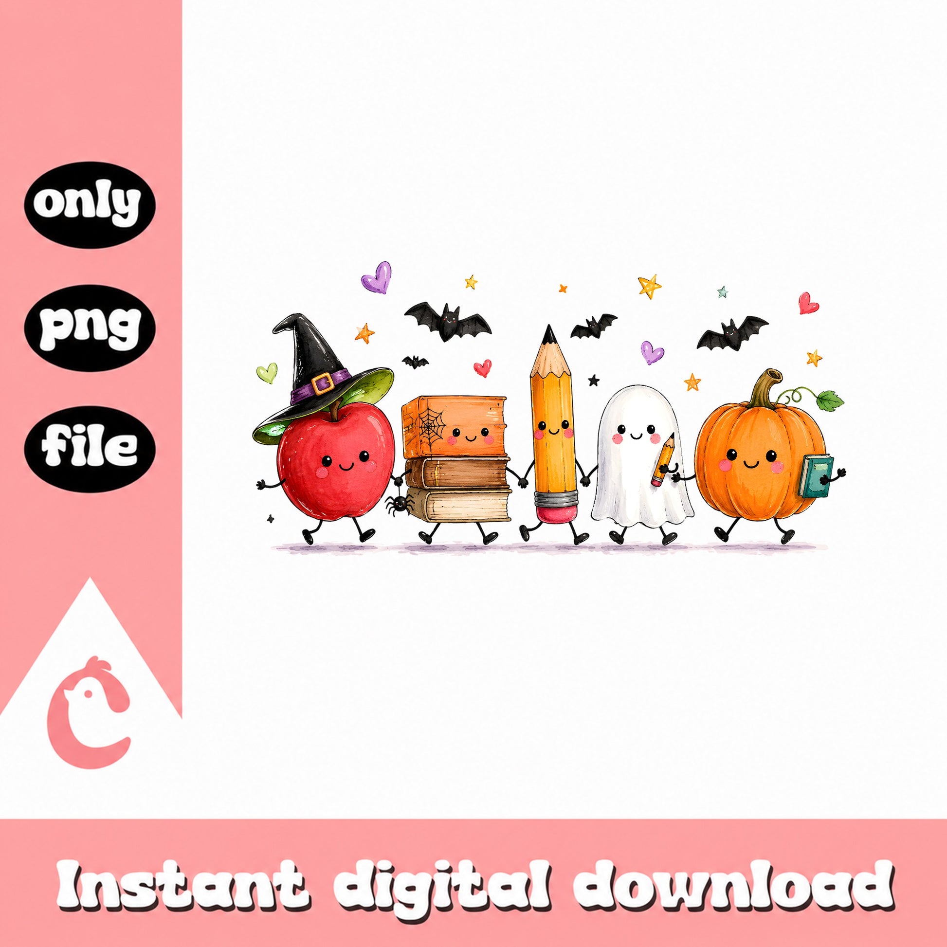 Halloween Kawaii Teacher Squad PNG, Back To School Clipart, PNG