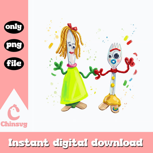 Forky And Knifey Toy Story PNG, Disney Pixar PNG, Toy Story 4 PNG