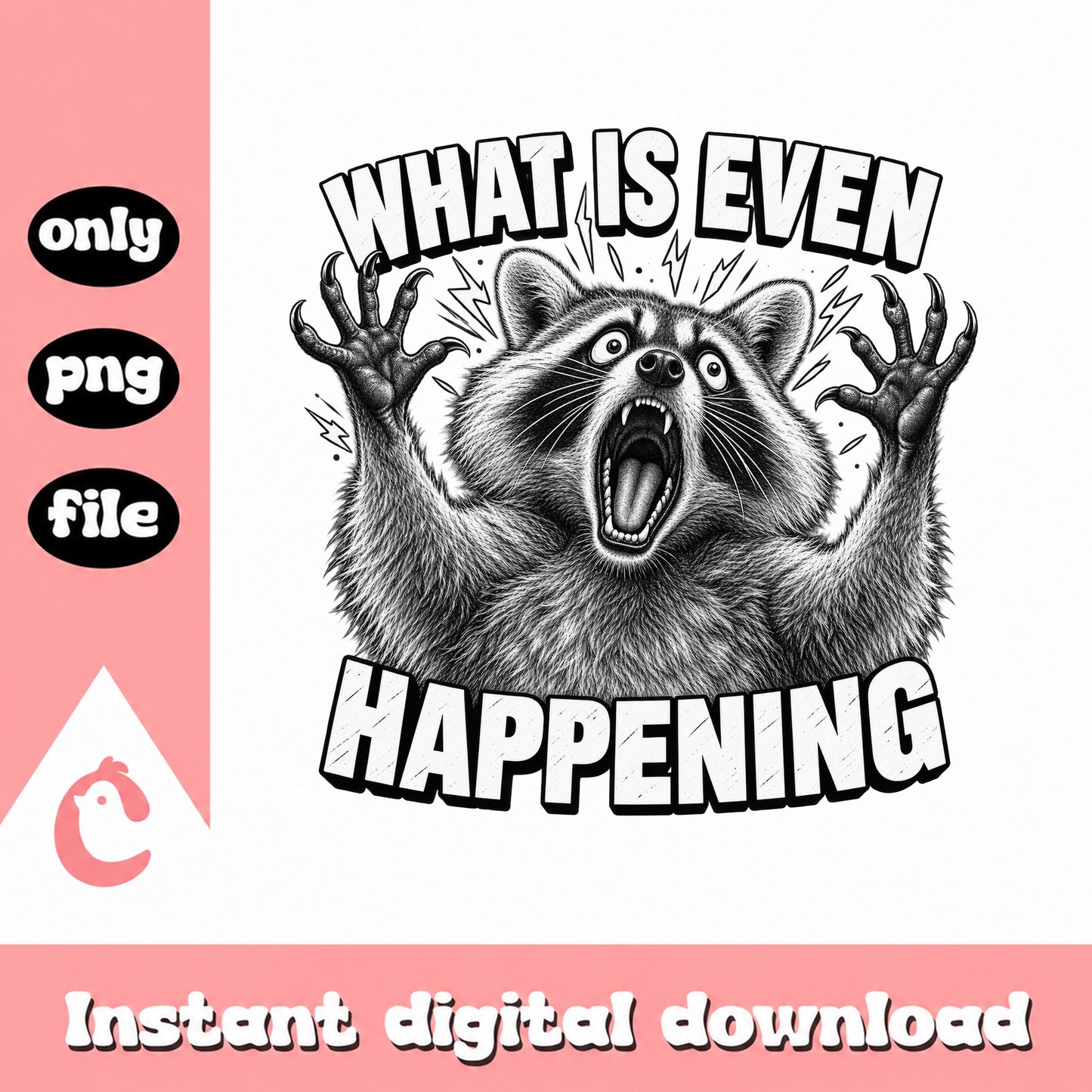 What Is Even Happening Raccoon PNG, Funny Animal Meme, PNG File