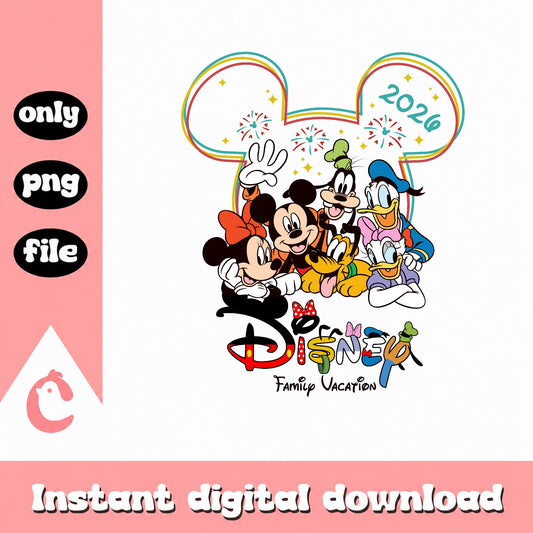 Disney Family Vacation 2026 PNG, Mickey And Friends PNG, Disney Trip PNG