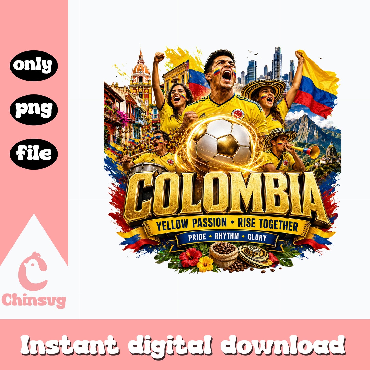 Colombia Soccer PNG, Colombia Football Fan Shirt, Soccer PNG