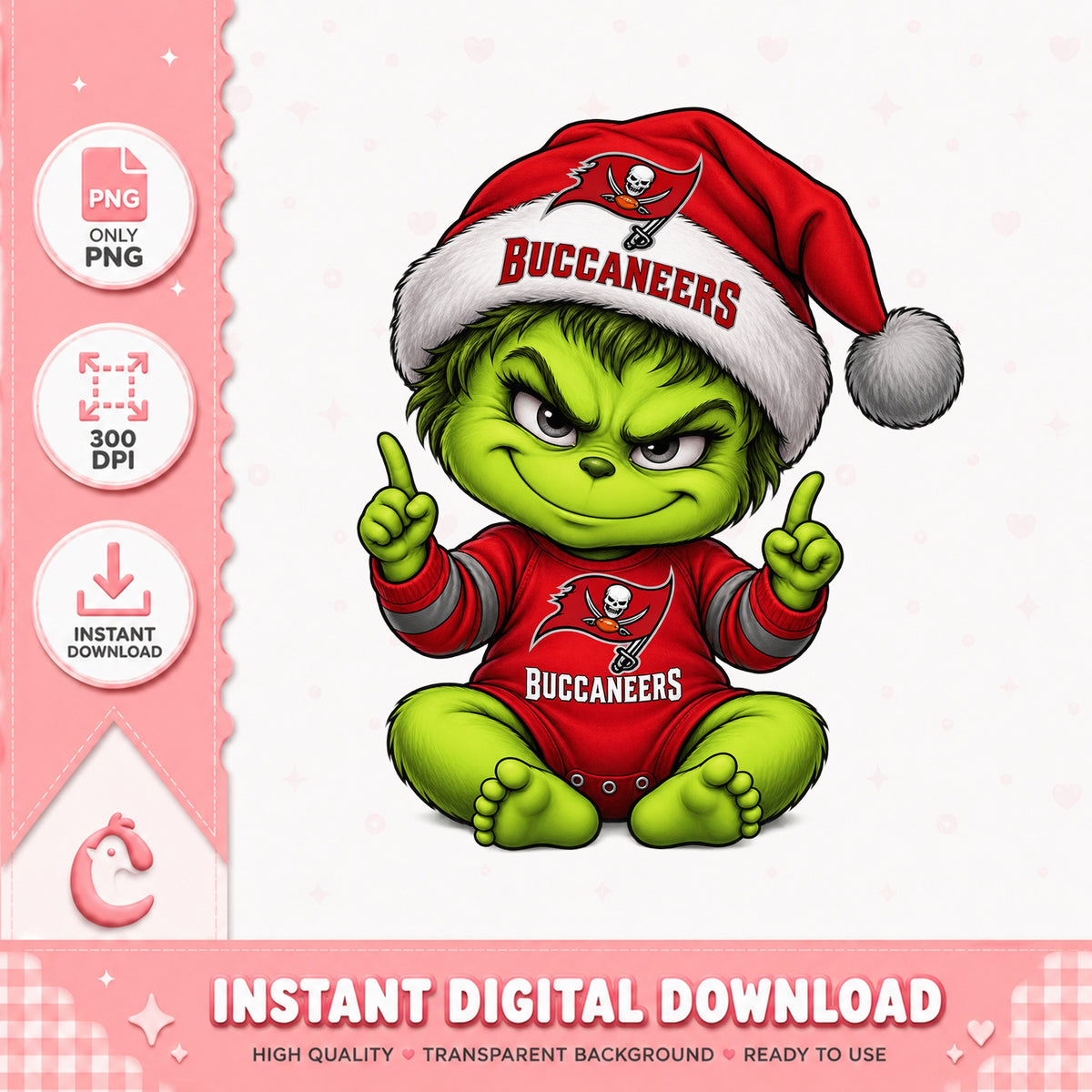 Grinch Tampa Bay Buccaneers PNG, Christmas NFL PNG, Instant Download PNG