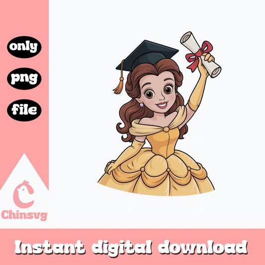 Belle Graduation PNG, Disney Princess Graduate PNG, Beauty PNG