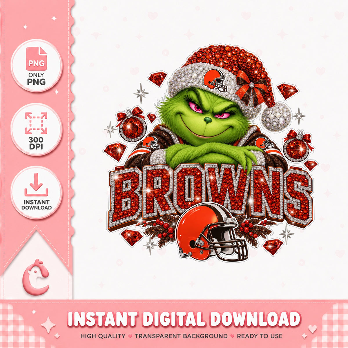 Grinch Cleveland Browns PNG, Christmas Football PNG, NFL PNG