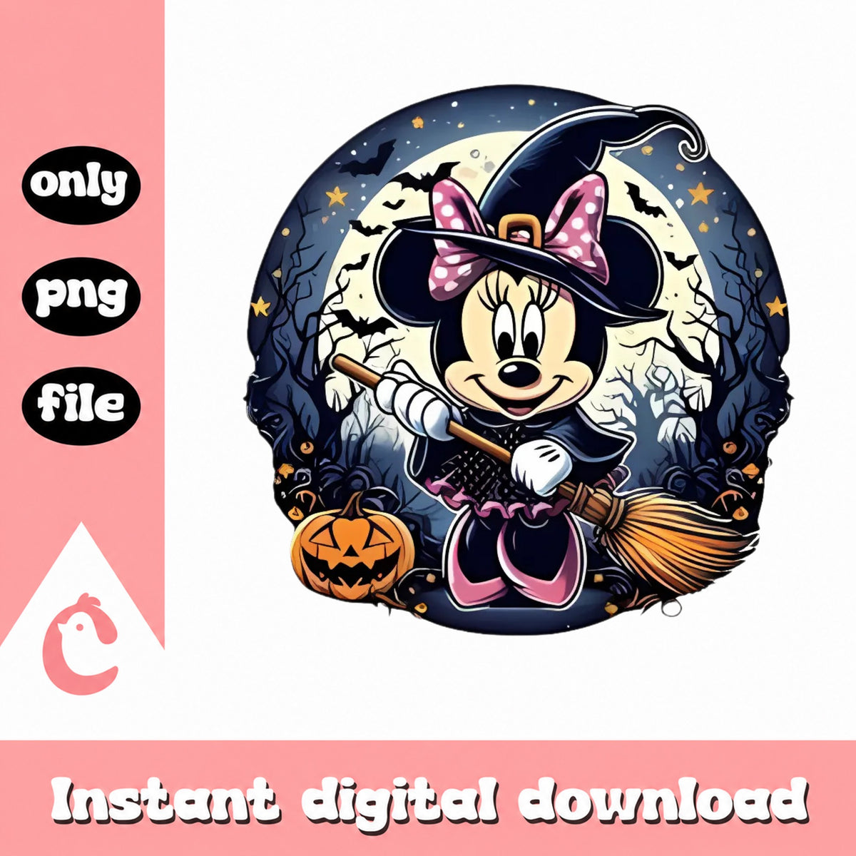 Minnie Mouse Halloween Witch PNG, Disney Halloween PNG, Spooky Mouse PNG