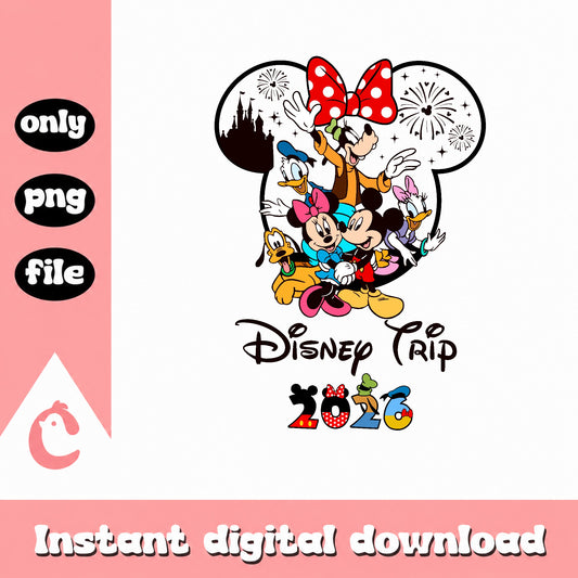 Disney Trip 2026 PNG, Mickey And Friends Disney, Family Vacation PNG