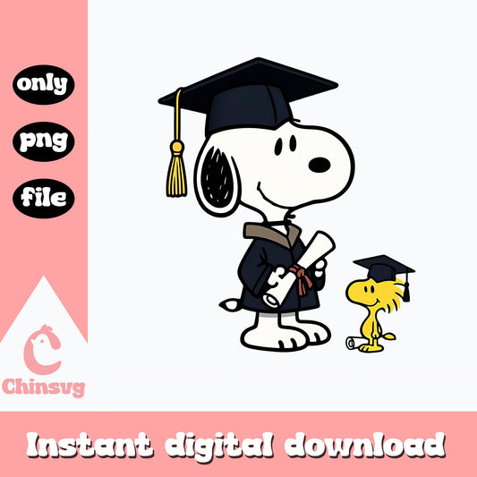 Snoopy Graduation PNG, Woodstock Graduate PNG, Peanuts PNG