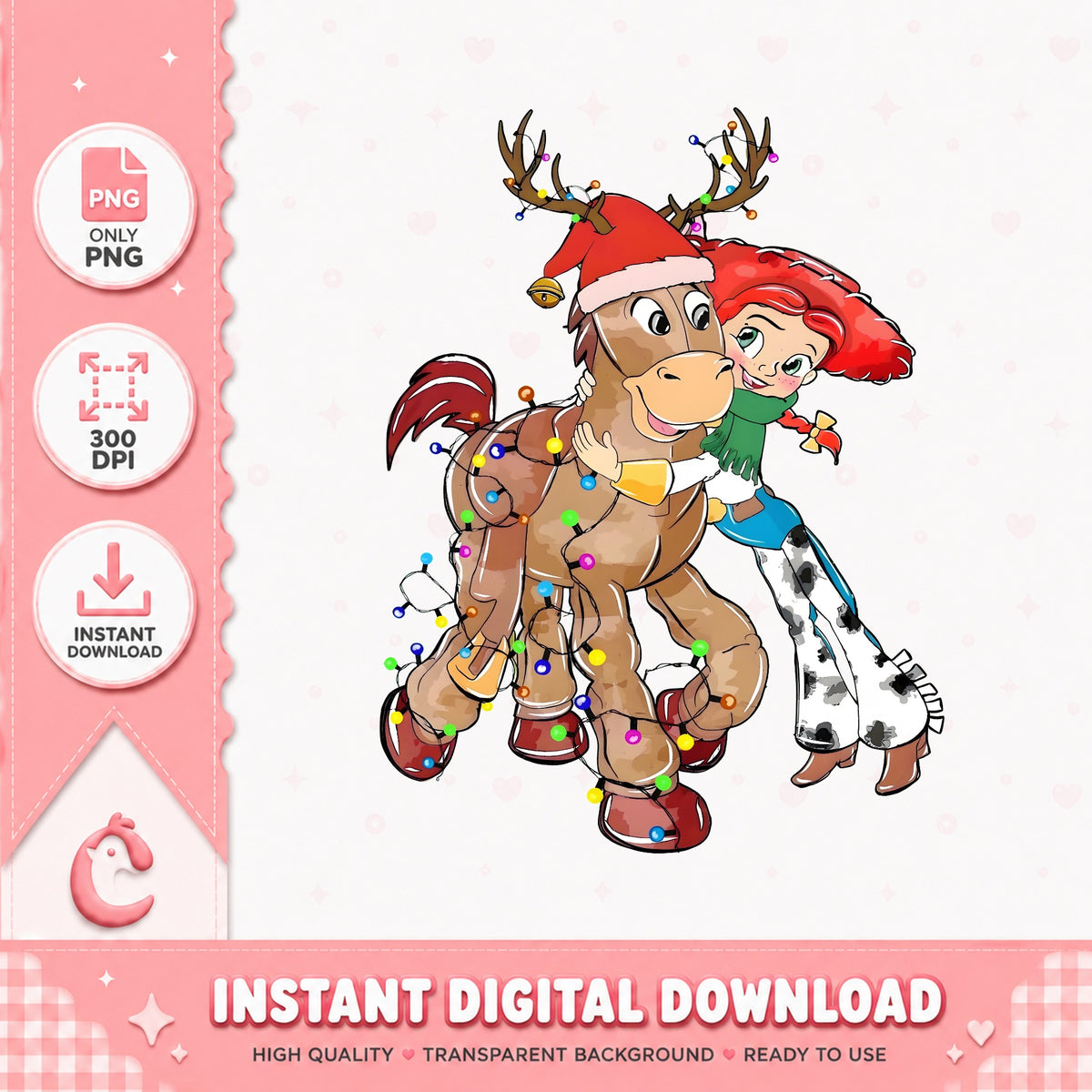 Jessie Bullseye Reindeer Christmas PNG, Toy Story PNG, Xmas PNG