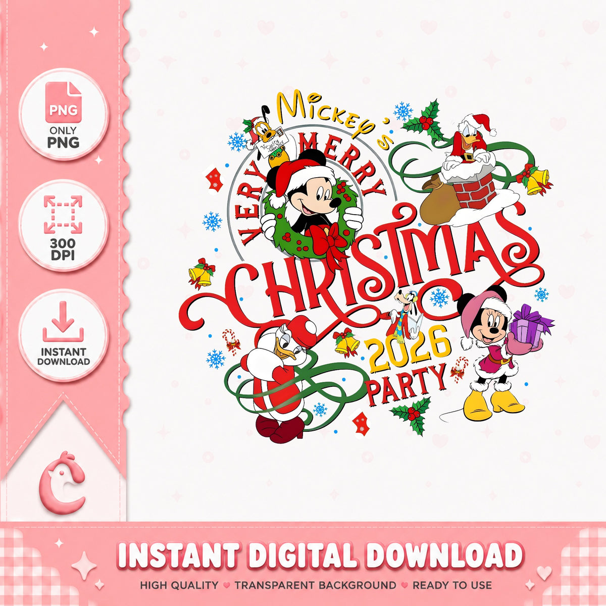 Mickey's Very Merry Christmas PNG, Disney Party PNG, Xmas 2026 PNG