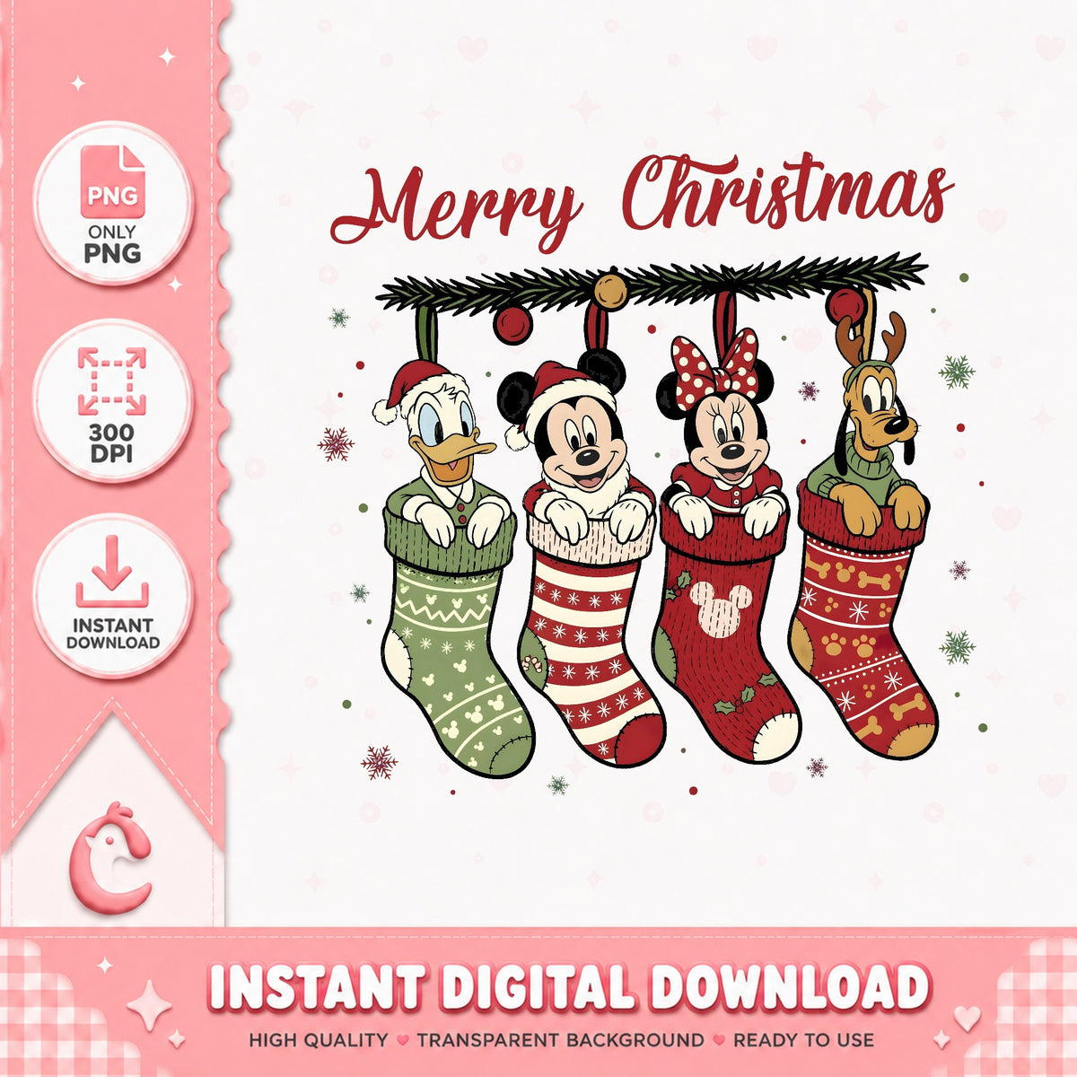 Mickey Friends Christmas Stockings PNG, Minnie Pluto PNG, Xmas PNG