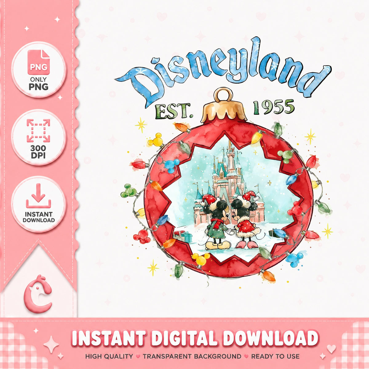 Disneyland Est 1955 Christmas PNG, Ornament PNG, Minnie Castle PNG