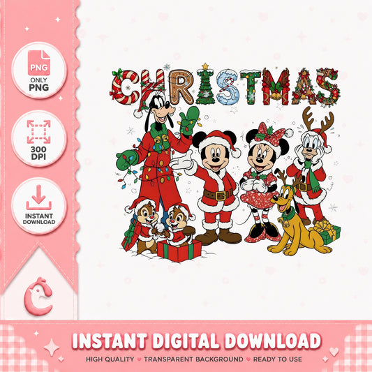 Christmas Mickey And Friends Santa PNG, Disney Xmas PNG, Chip Dale PNG