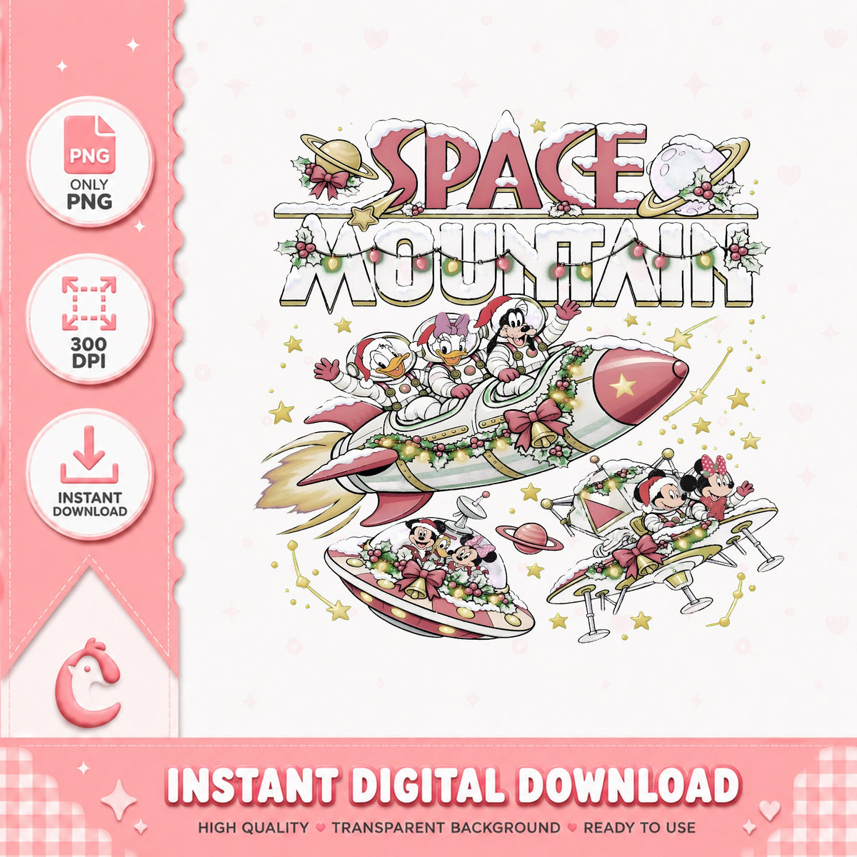 Space Mountain Christmas PNG, Mickey Rocket Xmas PNG, Tomorrowland PNG