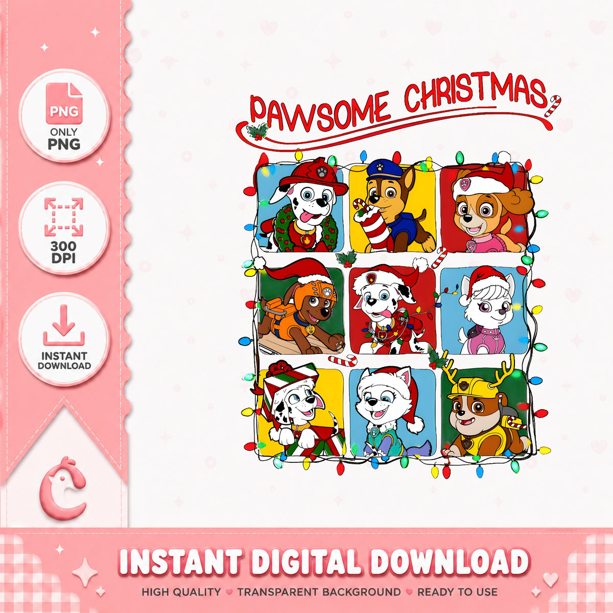 Paw Patrol Pawsome Christmas PNG, Chase Marshall Xmas PNG, Skye PNG