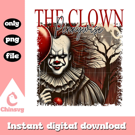 retro the clown pennywise poster png, the clown pennywise png