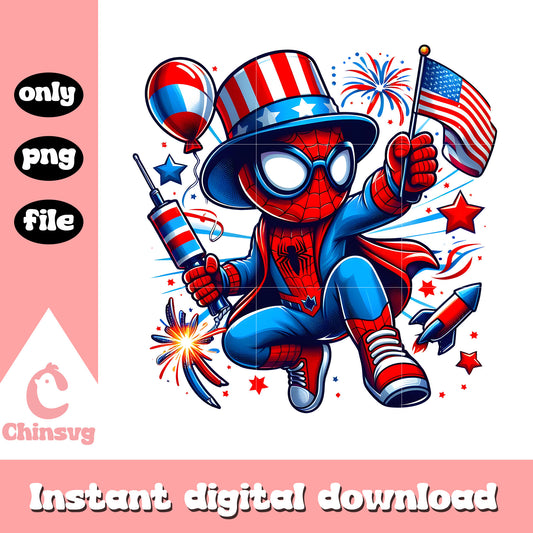 spider man independence day png, spider man chibi usa day png