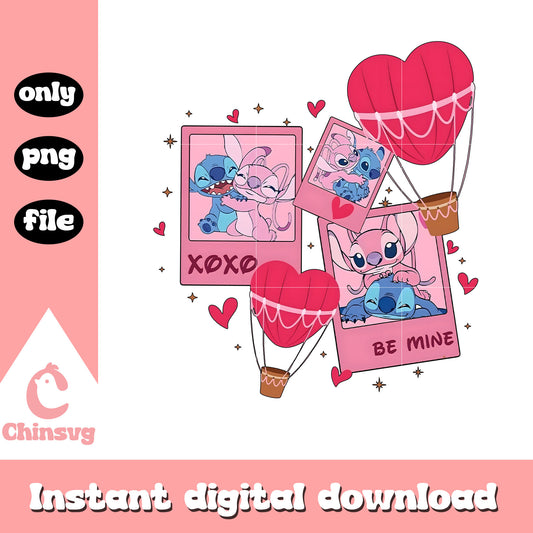 stitch and angel valentine xoxo png, stitch and angel png