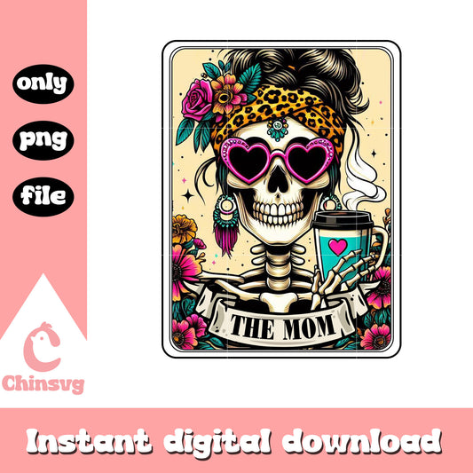 tarot card the mom design png, messy bun png, love coffee png