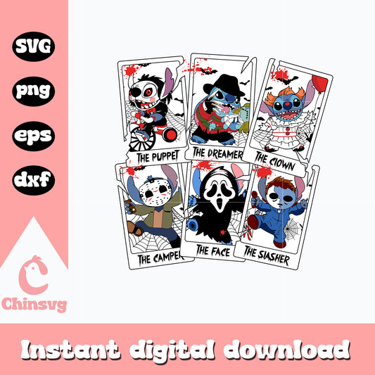Stitch Horror Tarot Card Svg, halloween Svg, Digital Download