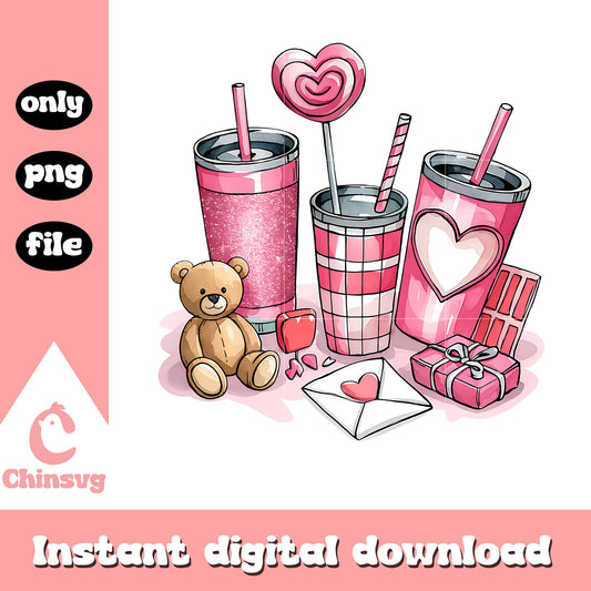 valentine cup standley tumbler design png, valentine cup png