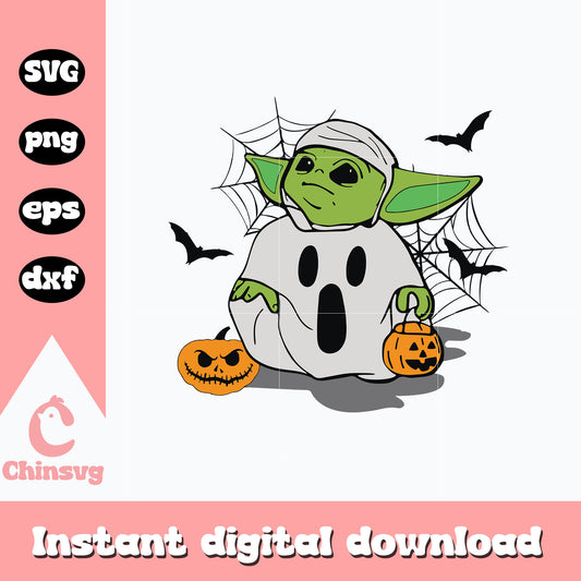Halloween Baby Yoda Ghost Svg, halloween Svg, Digital Download